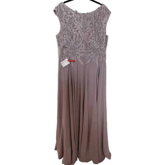 Mac Duggal Gown Dress Size 18 Appliquéd Cap Sleeve Bodice Flowy Lilac 20264 $598 - Picture 9 of 15